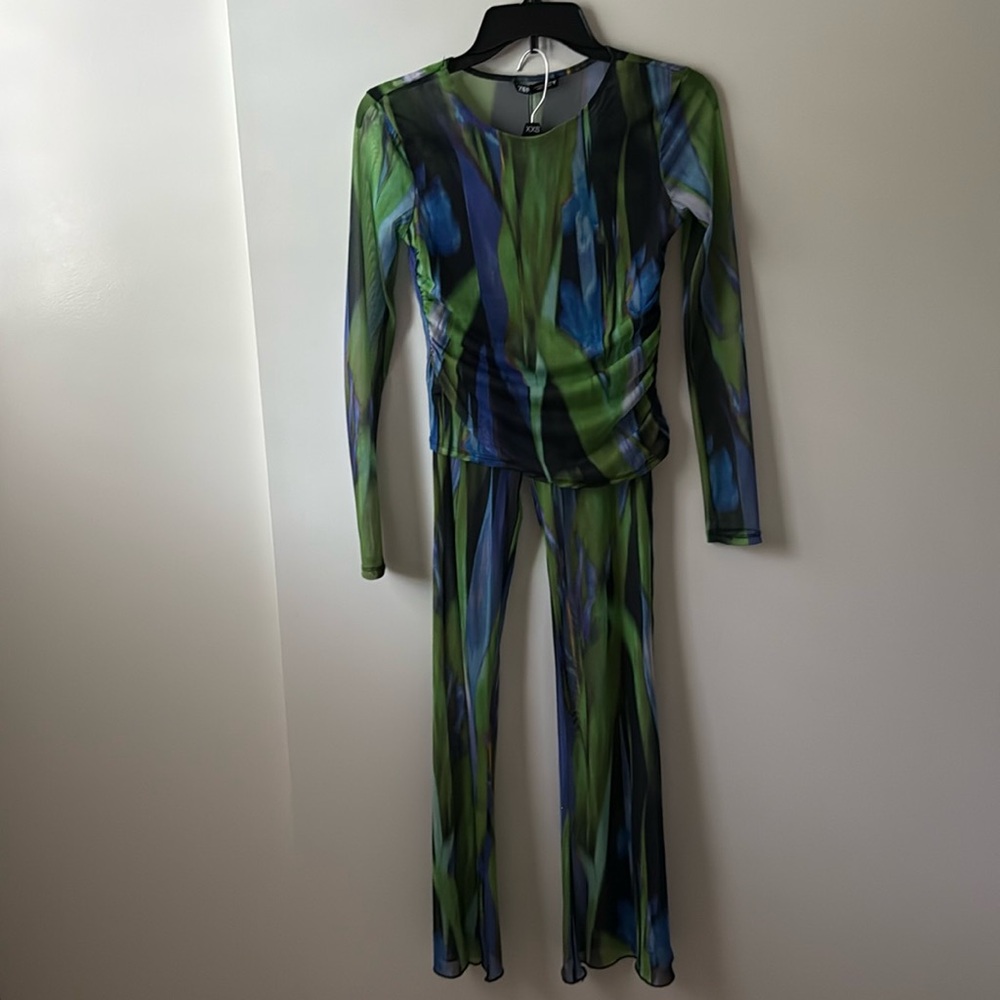 Zara two piece sheer top and pant set